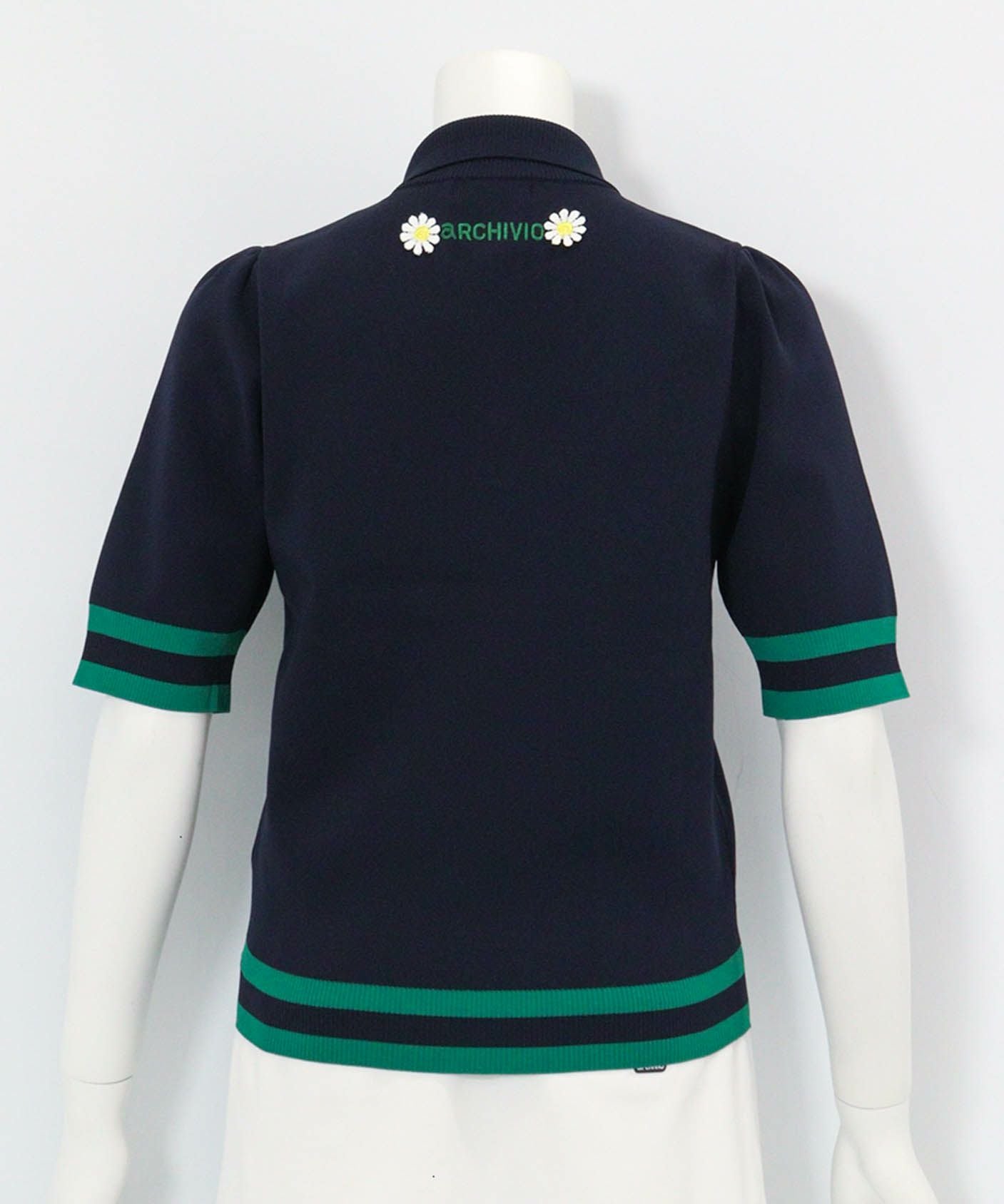 マーガレットニットポロシャツ(ネイビー)後ろ