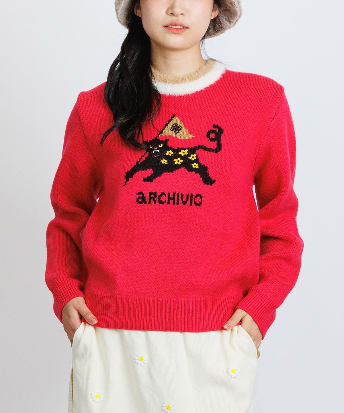 アルチビオ♡レア！ａロゴセーター新品 黒ヒョウジャガードニット|アルチビオ - ゴルフウェアや婦人服通販