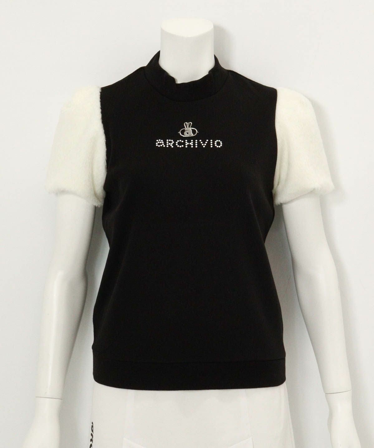 袖ファー切替プルオーバー(ブラック)前