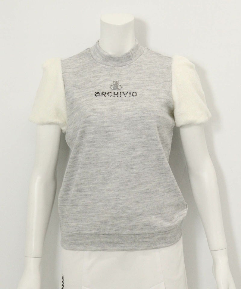 袖ファー切替プルオーバー(ライトグレー)前