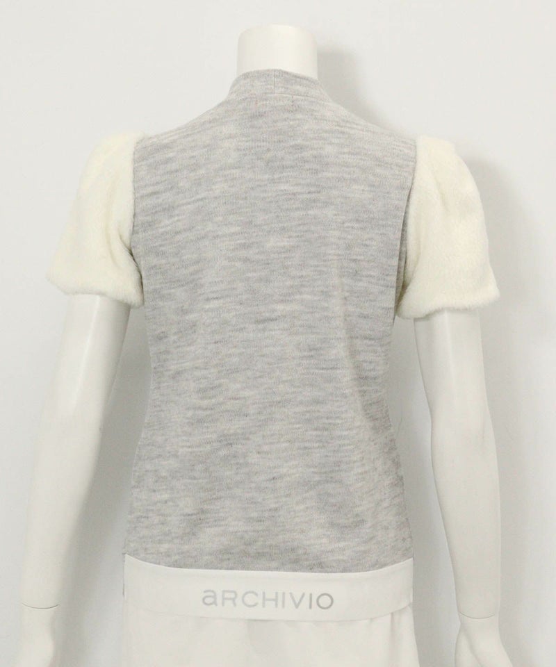 袖ファー切替プルオーバー(ライトグレー)後ろ