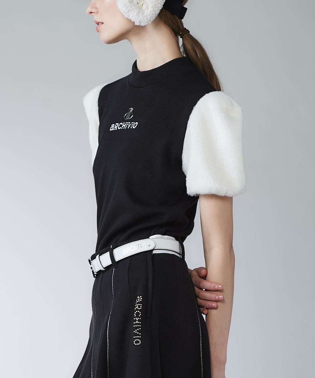 袖ファー切替半袖ニットソー|アルチビオ - ゴルフウェアや婦人服通販