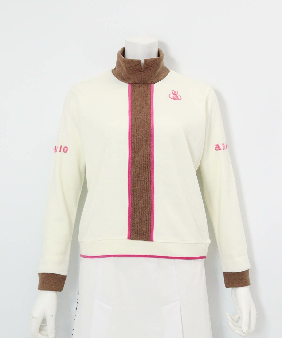 フロントラインニットソー(ホワイト×ブラウン)前