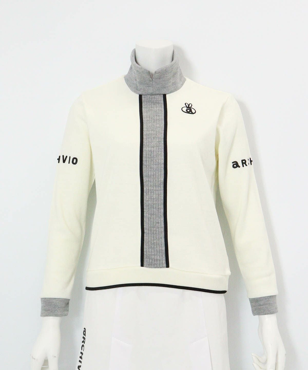 フロントラインニットソー(ホワイト×グレー)前