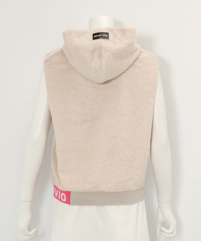 フード付きシャギーベスト(ベージュ)後ろ