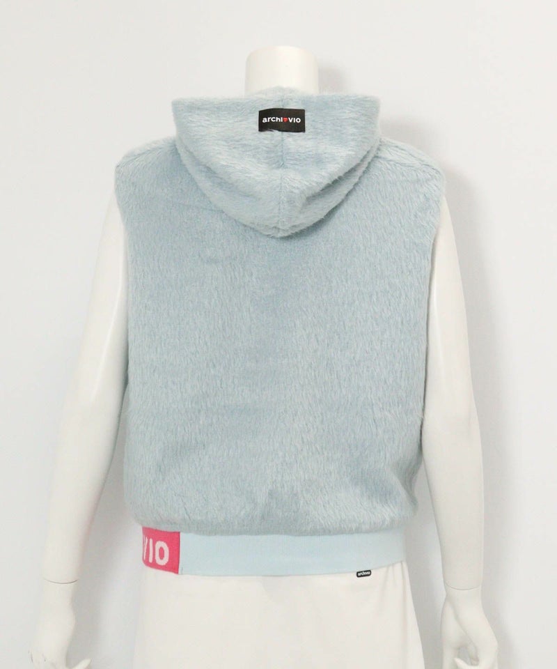 フード付きシャギーベスト(ライトブルー)後ろ