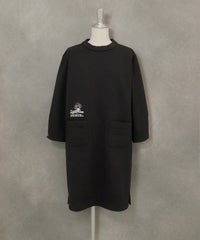 キルトポケット七分袖ワンピース(ブラック)前