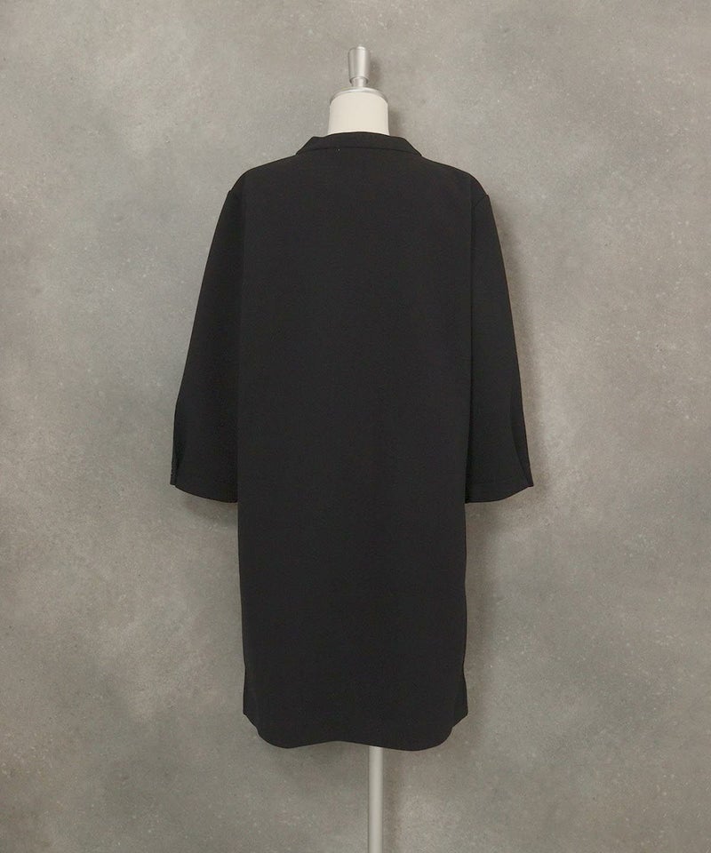 キルトポケット七分袖ワンピース(ブラック)後ろ