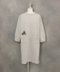 キルトポケット七分袖ワンピース(ライトグレー)前