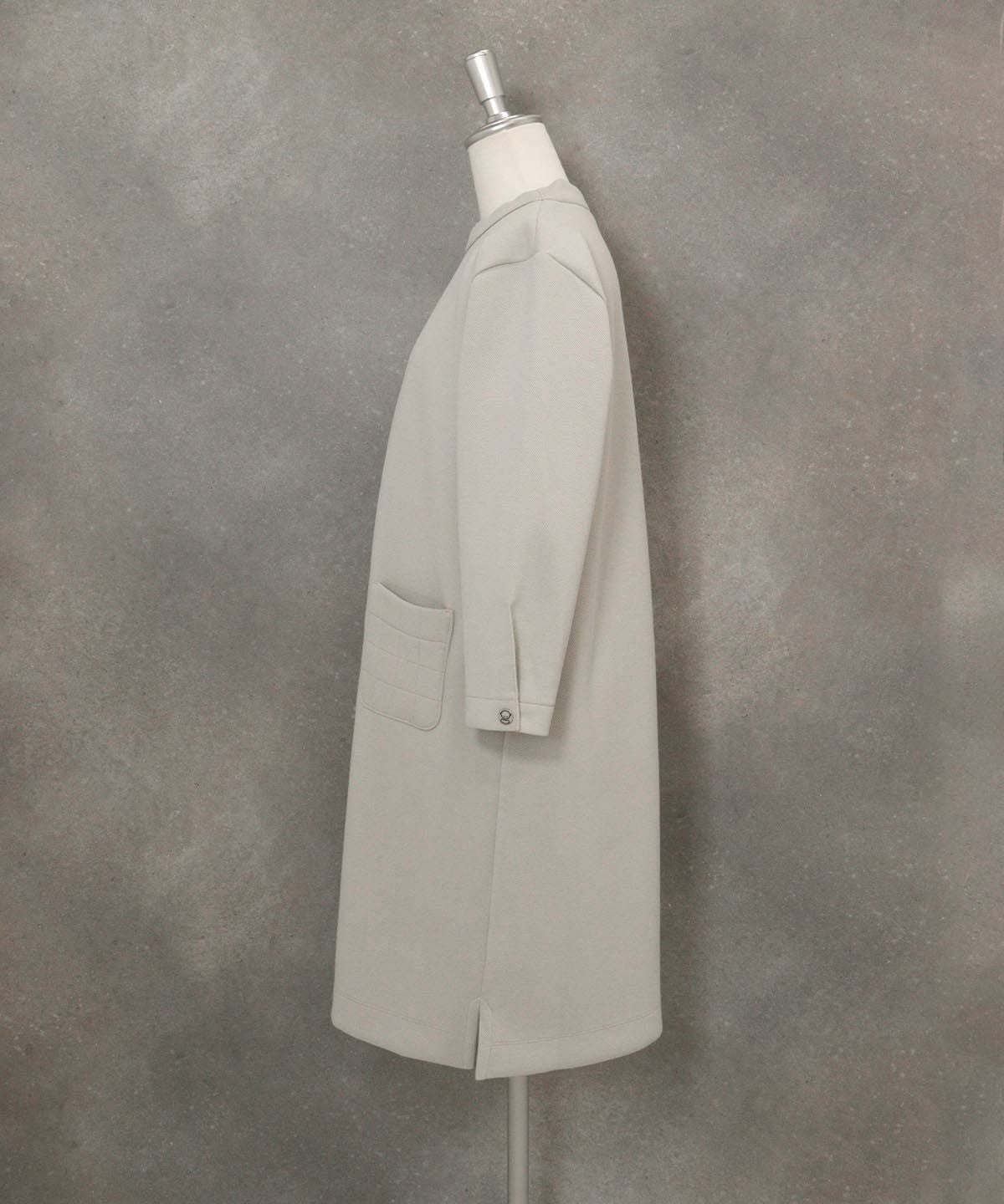 キルトポケット七分袖ワンピース(ライトグレー)横