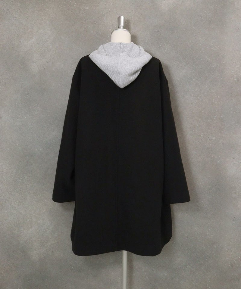ウールライク２WAY保温コート後ろ（ブラック）