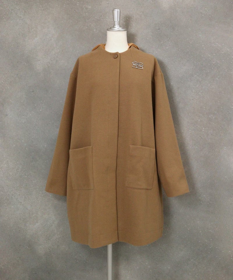 ウールライク２WAY保温コート（キャメル）