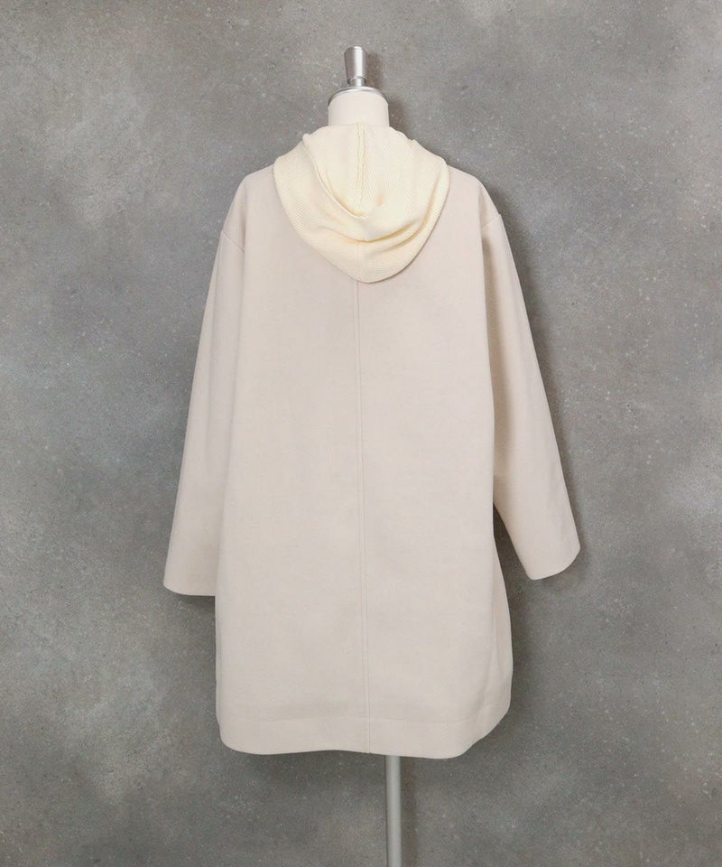 ウールライク２WAY保温コート後ろ（ベージュ）