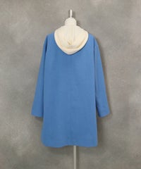 ウールライク２WAY保温コート後ろ（ライトブルー）