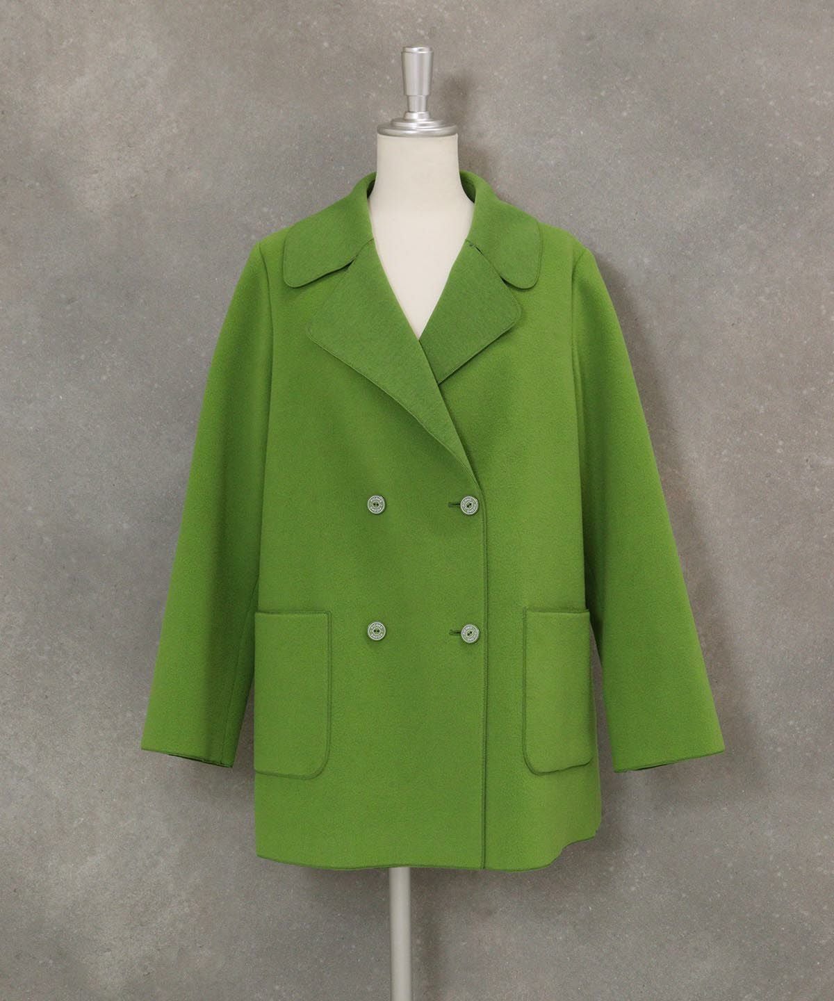 ウールライクダブルコート（グリーン）