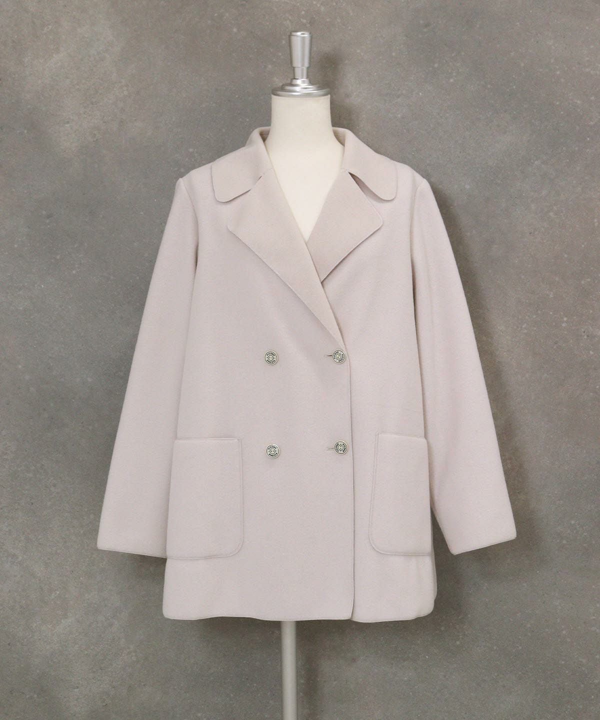 ウールライクダブルコート（ライトグレー）