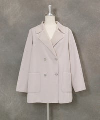 ウールライクダブルコート（ライトグレー）