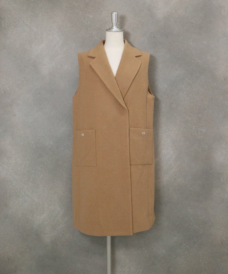 ウールライクロングベスト（キャメル）