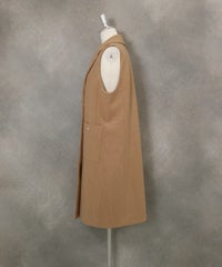 ウールライクロングベスト横（キャメル）