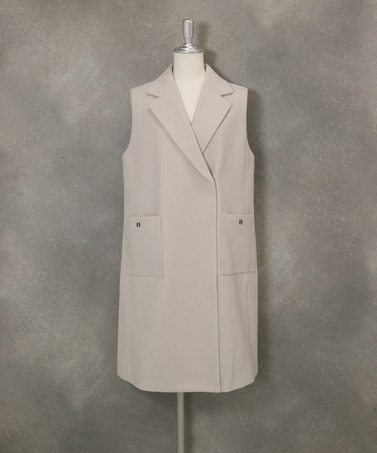 ウールライクロングベスト（ベージュ）