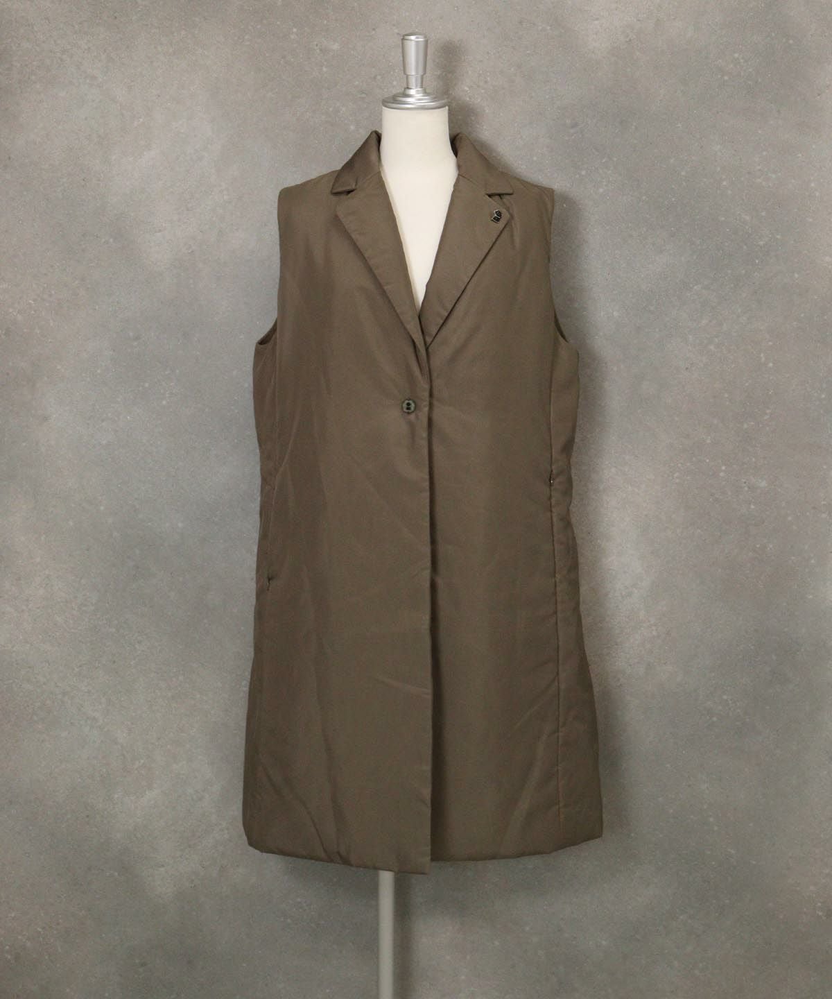 撥水中綿テーラードベスト（カーキ）
