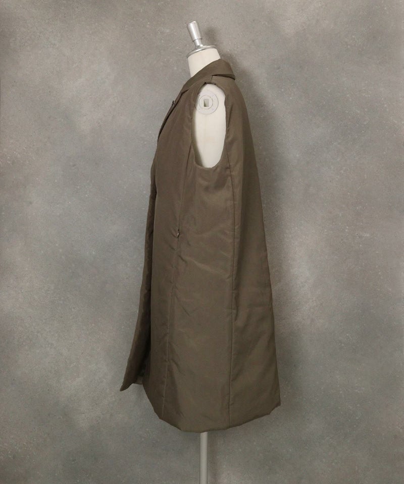 撥水中綿テーラードベスト横（カーキ）