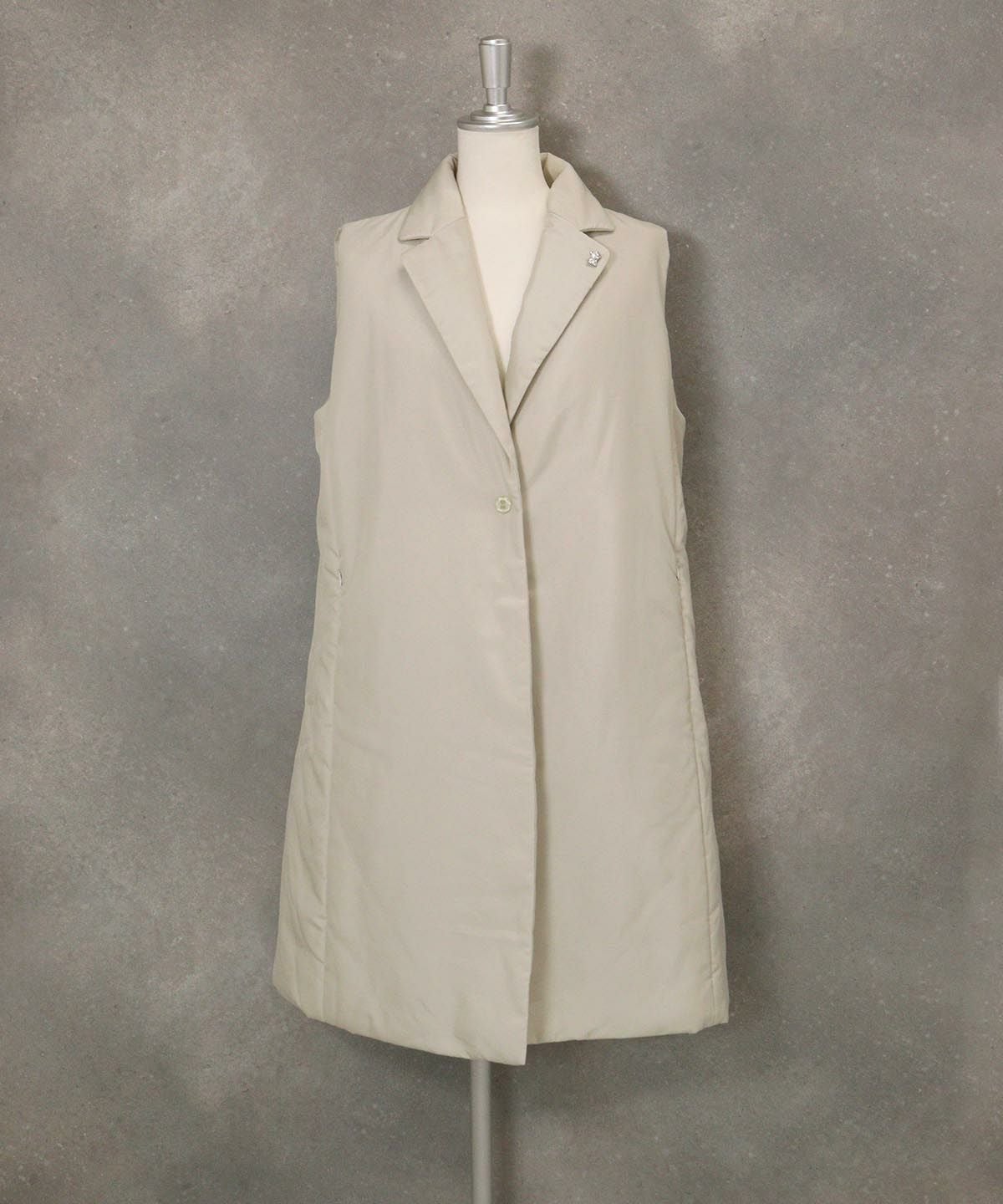 撥水中綿テーラードベスト（ライトグレー）