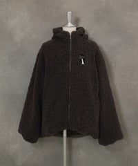 ブローチ付きボアジャケット（グレー）