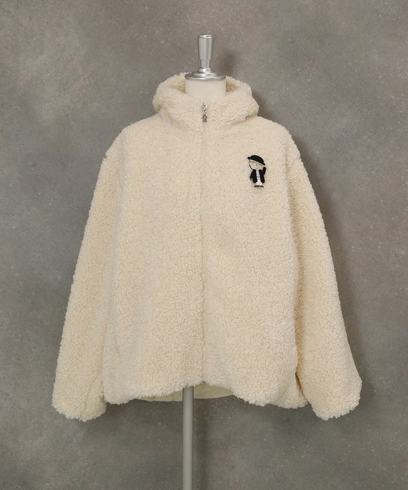 ブローチ付きボアジャケット（ホワイト）