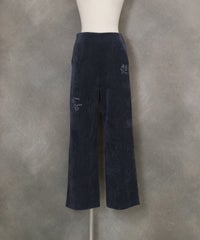 コーデュロイ刺繍ワイドパンツ（ネイビー）