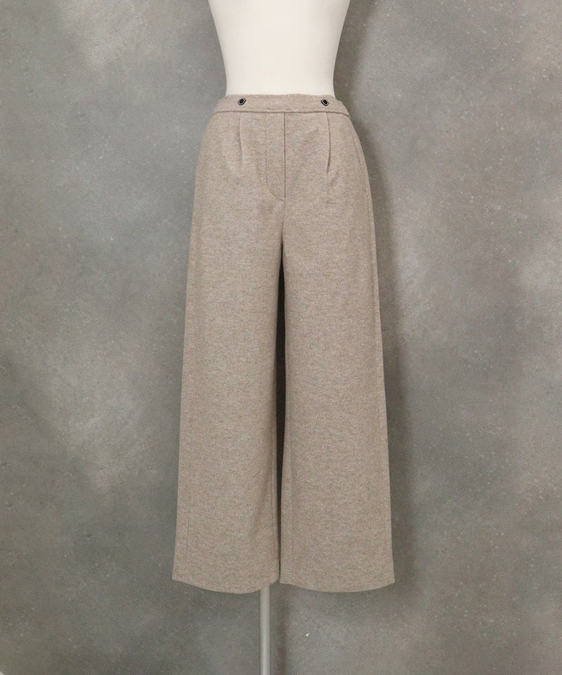ウールライク保温ワイドパンツ（キャメル）