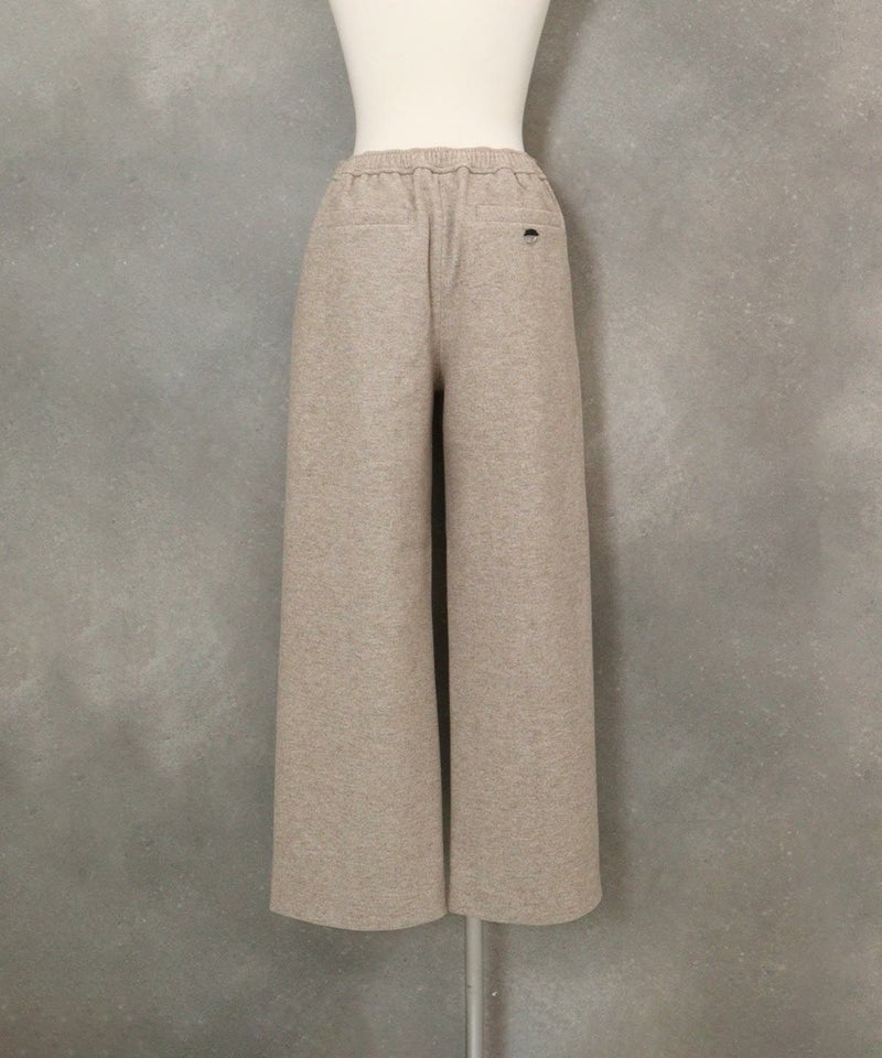 ウールライク保温ワイドパンツ後（キャメル）