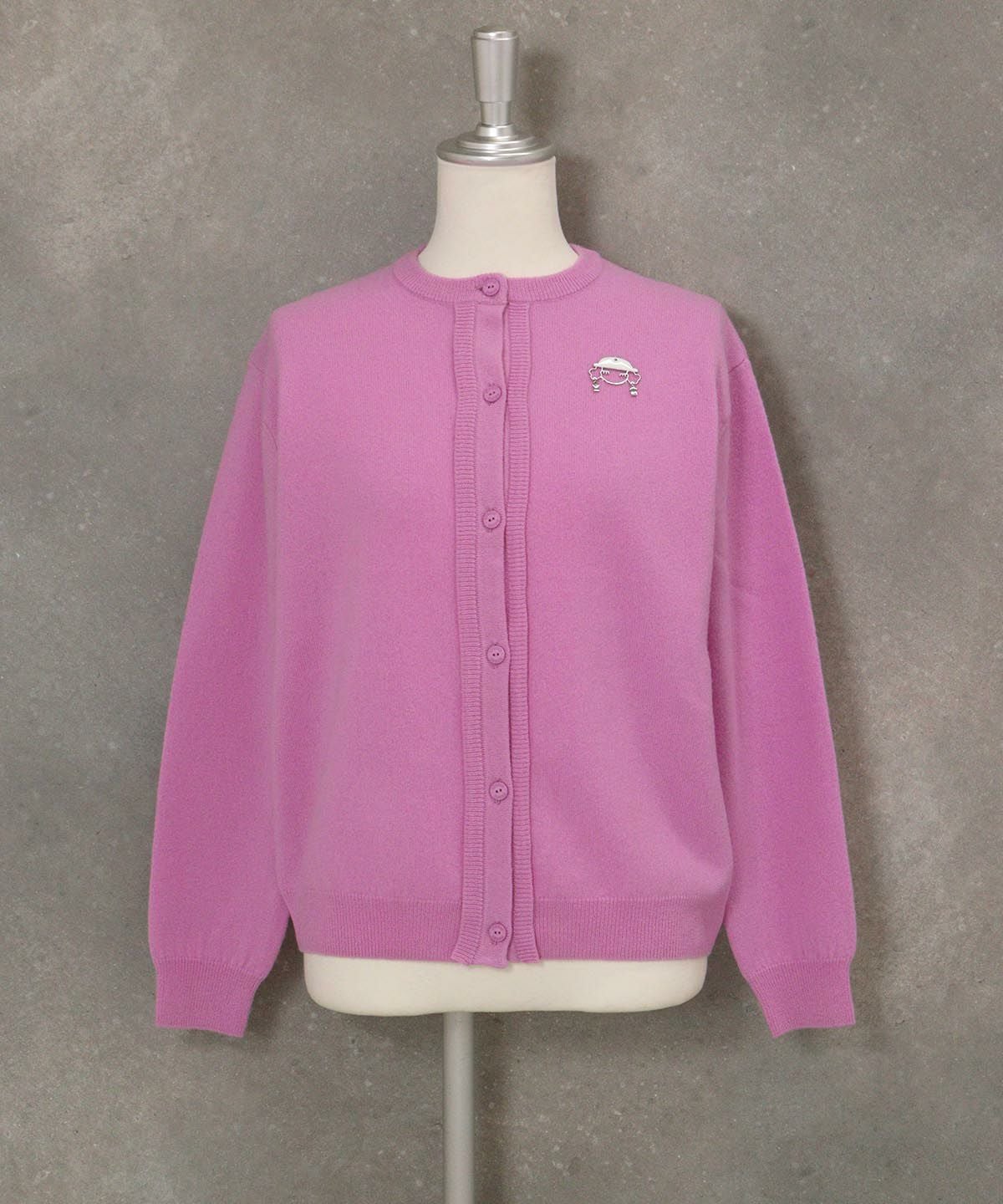 ウール100％バックイラストカーディガン（ライトパープル）