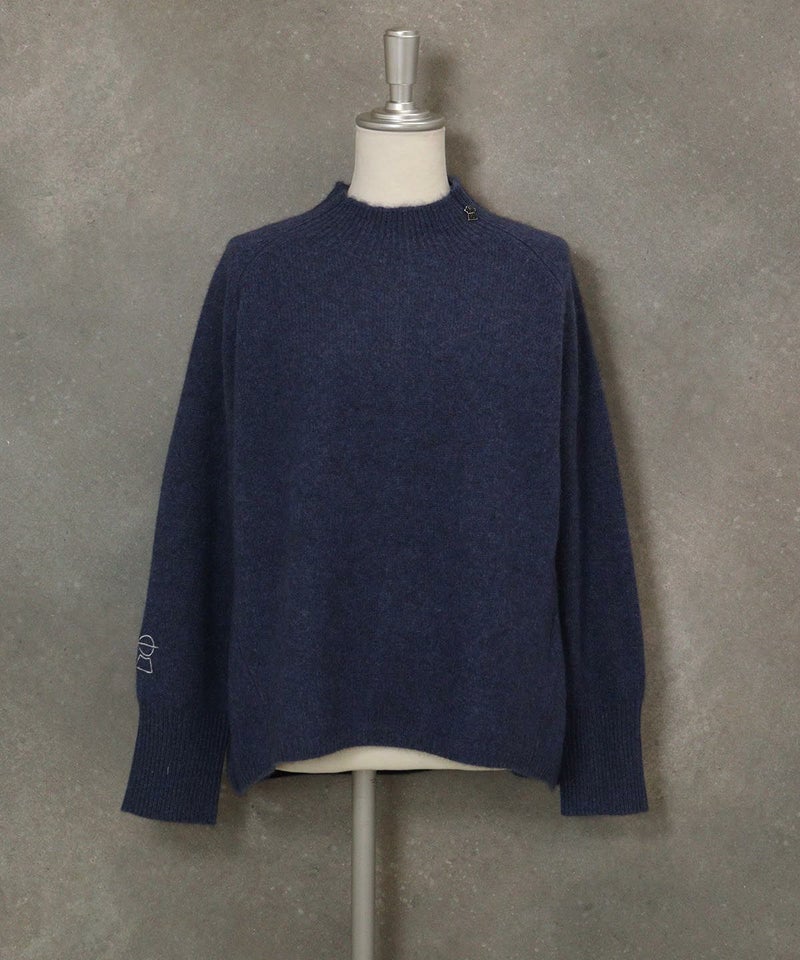 ヤク100％ハイネックニット（ネイビー）