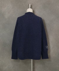 ヤク100％ハイネックニット後（ネイビー）