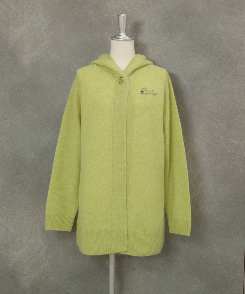 ヤク100％フードニットカーディガン（イエロー）