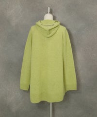 ヤク100％フードニットカーディガン後ろ（イエロー）