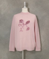 アルパカ混スパンコール刺繍ニット（ピンク）