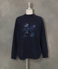 アルパカ混スパンコール刺繍ニット（ネイビー）