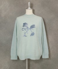 アルパカ混スパンコール刺繍ニット（ライトブルー）