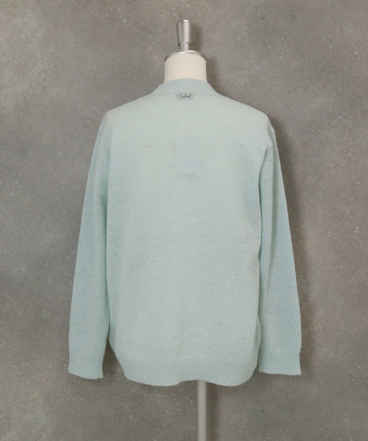 アルパカ混スパンコール刺繍ニット後（ライトブルー）