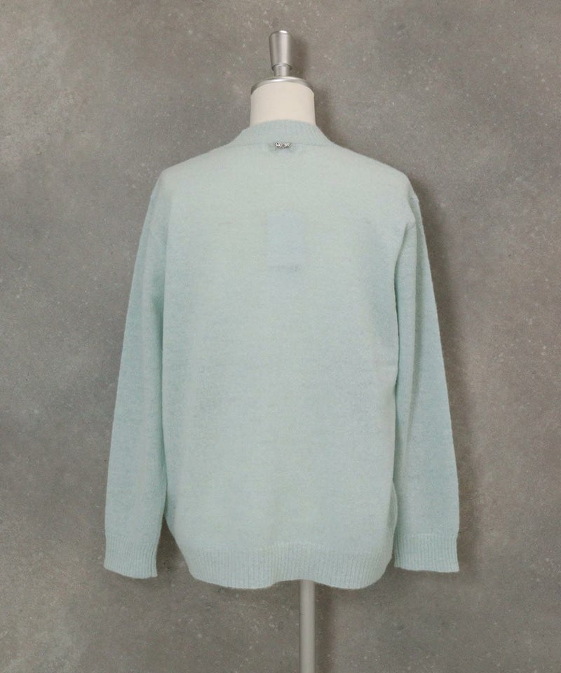 アルパカ混スパンコール刺繍ニット後（ライトブルー）