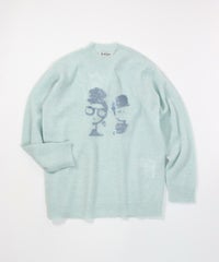 アルパカ混スパンコール刺繍ニット（ライトブルー）