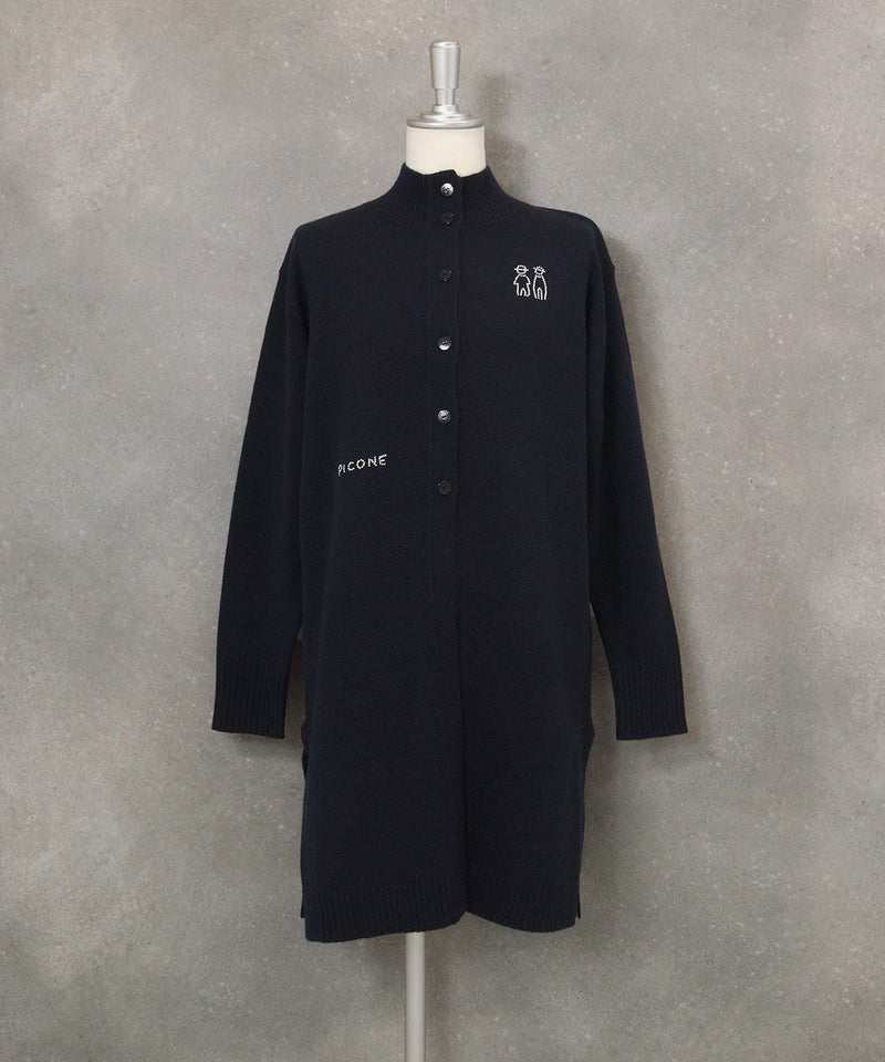 ウール100％ボタンニットカーディガン（ネイビー）