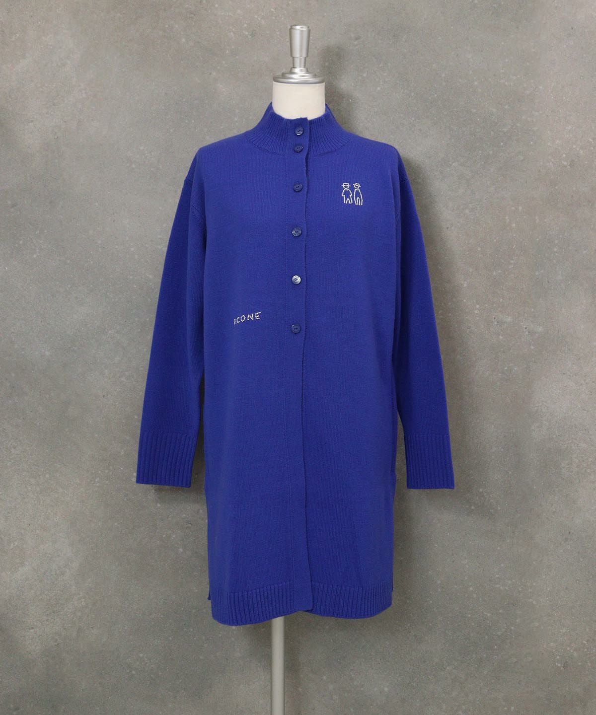 ウール100％ボタンニットカーディガン（ブルー）