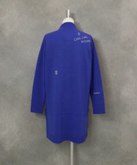 ウール100％ボタンニットカーディガン後（ブルー）