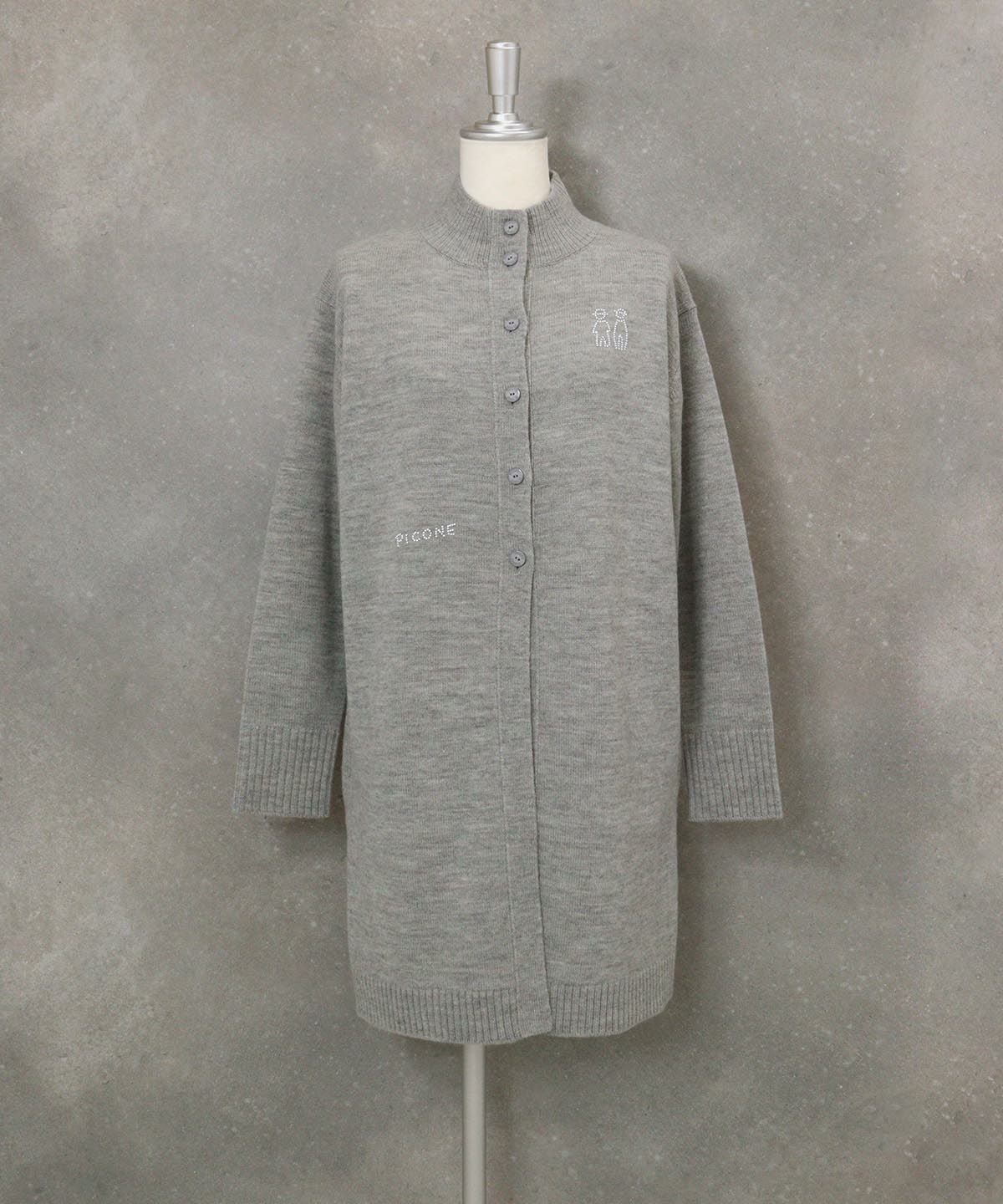 ウール100％ボタンニットカーディガン（ライトグレー）