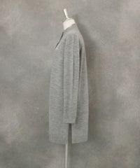 ウール100％ボタンニットカーディガン横（ライトグレー）