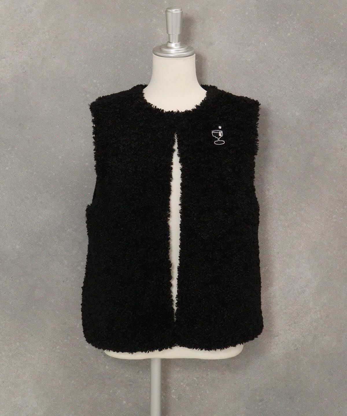 ボア×ニット切替ベスト（ブラック）