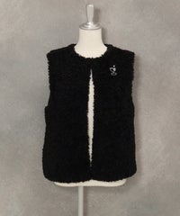 ボア×ニット切替ベスト（ブラック）
